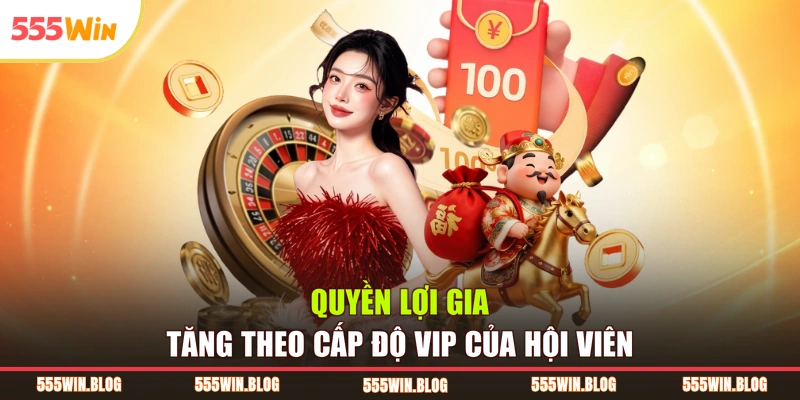 Quyền lợi gia tăng theo cấp độ VIP của hội viên